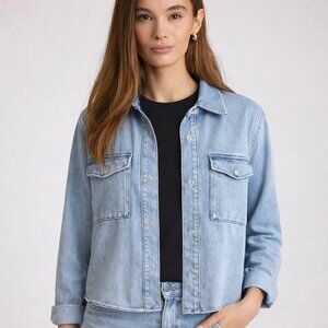 Light Blue Denim Shirt Jacket - Women
